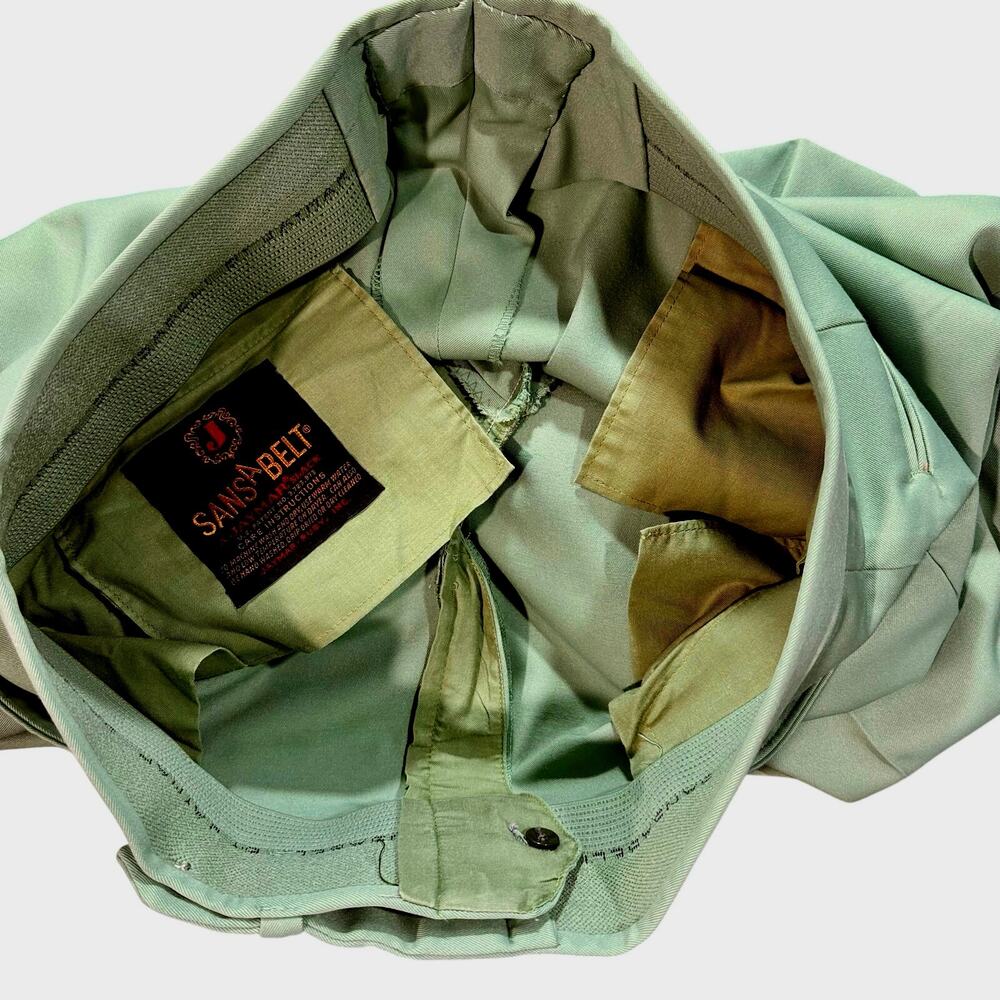 Vtg 70s SANSABELT by Jaymar Slacks Pants 36 Sage Green Men's Disco Golf Retro - Picture 6 of 11